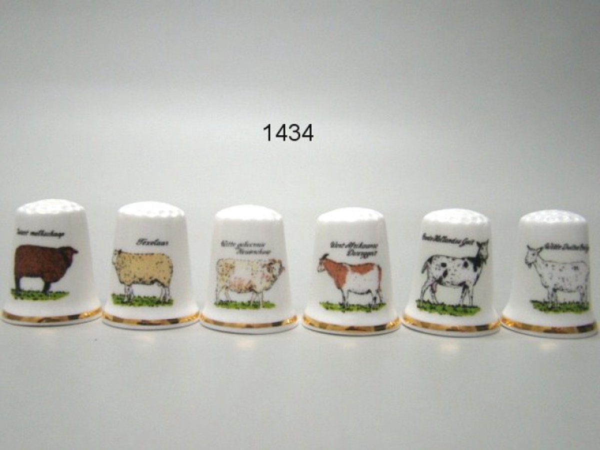 Schaap en geit vingerhoedjes, 6 stuks