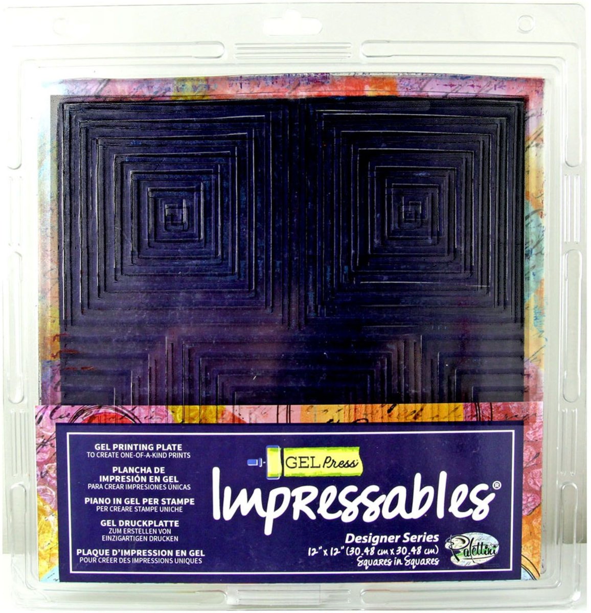 Gel Press Impressables Vierkant 30 x 30 cm met Embossing Reliëf Squares in Squares