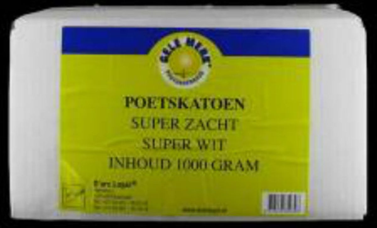 Gele merk poetskatoen wit