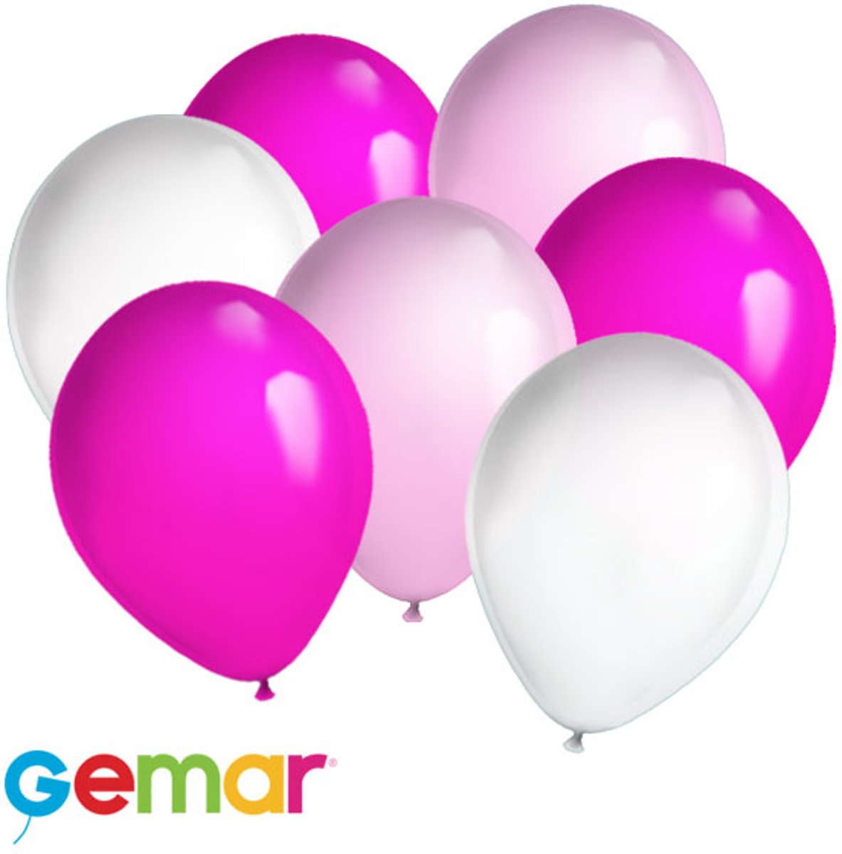 30x ballonnen Roze, Fuchsia en Wit (Ook geschikt voor Helium)