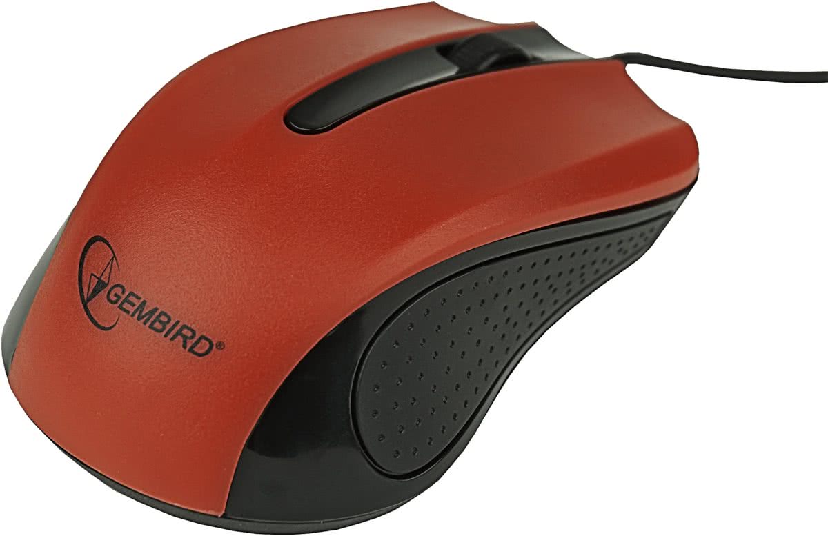 Gembird MUS-101-R USB Optisch 1200DPI Zwart, Rood muis