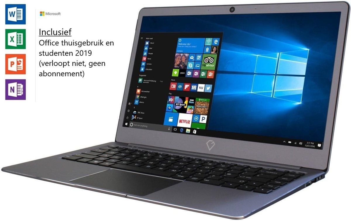 Gemini 14 inch laptop - Volledig metaal en zeer dun - 256GB SSD - Windows 10 - INCLUSIEF Office 2019 Home & Student t.w.v. €149! (verloopt niet, geen abonnement) - Tijdelijk extra goedkoop