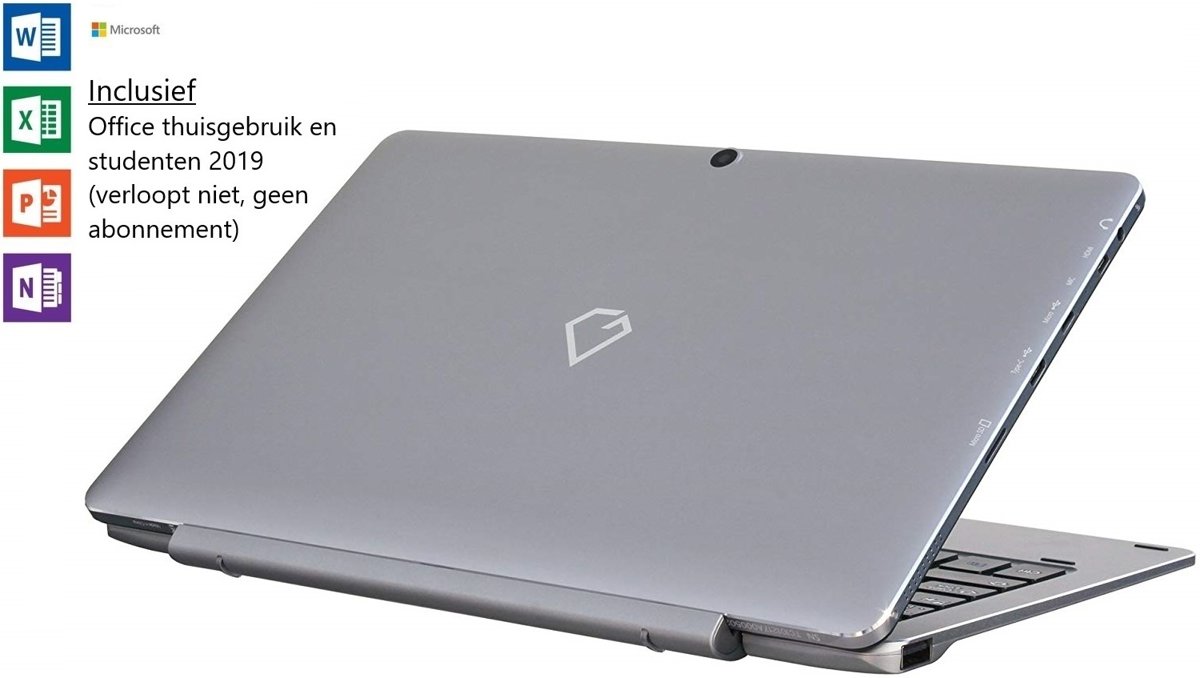 Gemini Aluminium 2-IN-1 LAPTOP - 10,1 FULL HD IPS Touchscreen - intel X5-Z8350 QUAD Core processor - 4GB Werkgeheugen - 64GB Opslag - Tijdelijk met GRATIS Office 2019 Home & Student t.w.v. €149! (verloopt niet, geen abonnement)