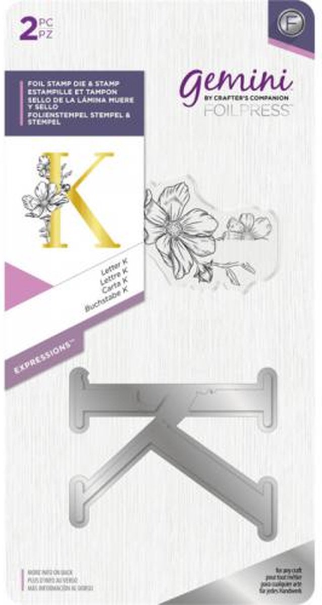 Gemini Metalen folie stempel & Clearstamp - Expressions - Letter K