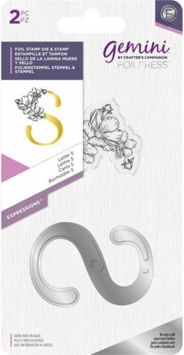 Gemini Metalen folie stempel & Clearstamp - Expressions - Letter S