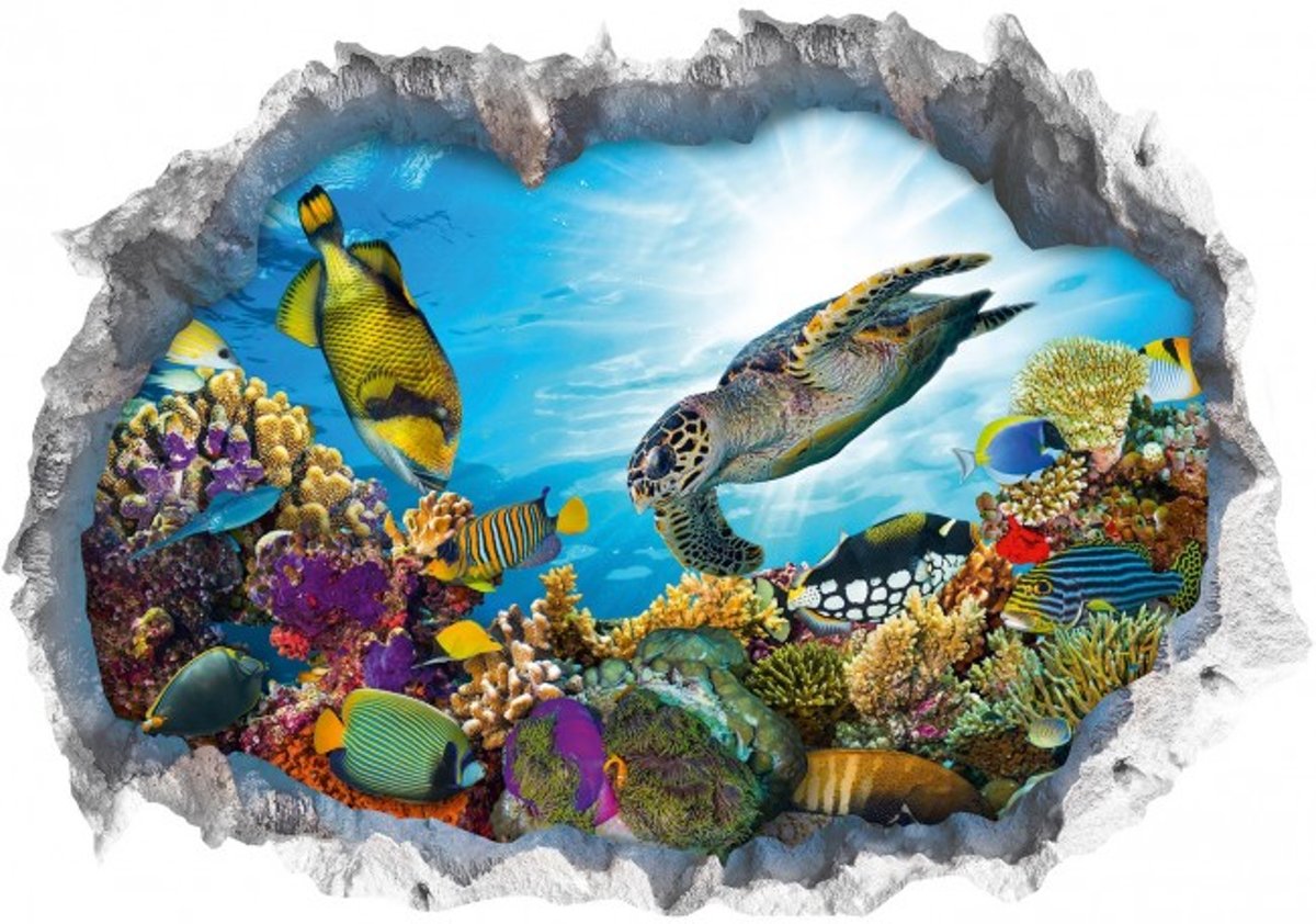 Muursticker met 3D effect Marine Life