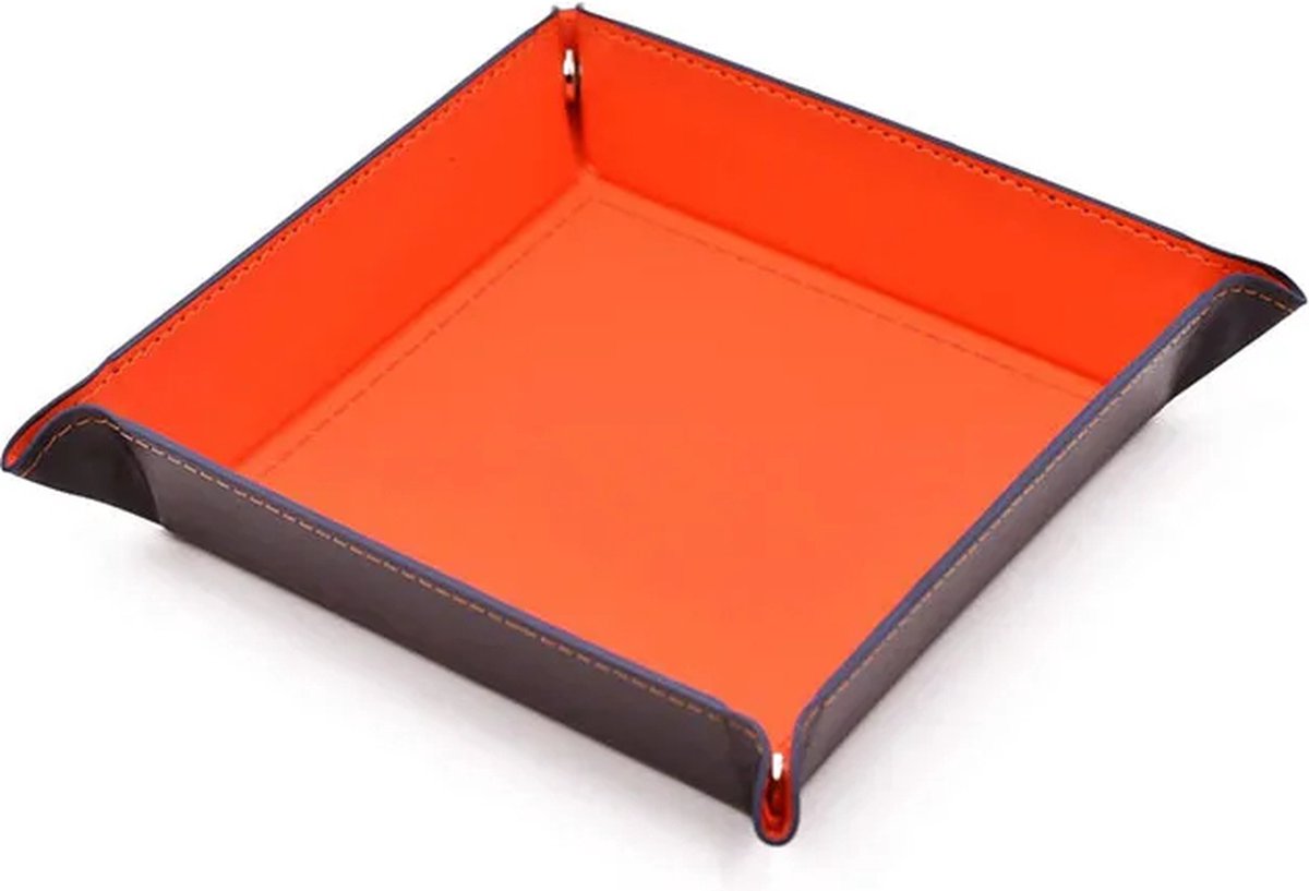 Leather Folding Dice Tray Oranje