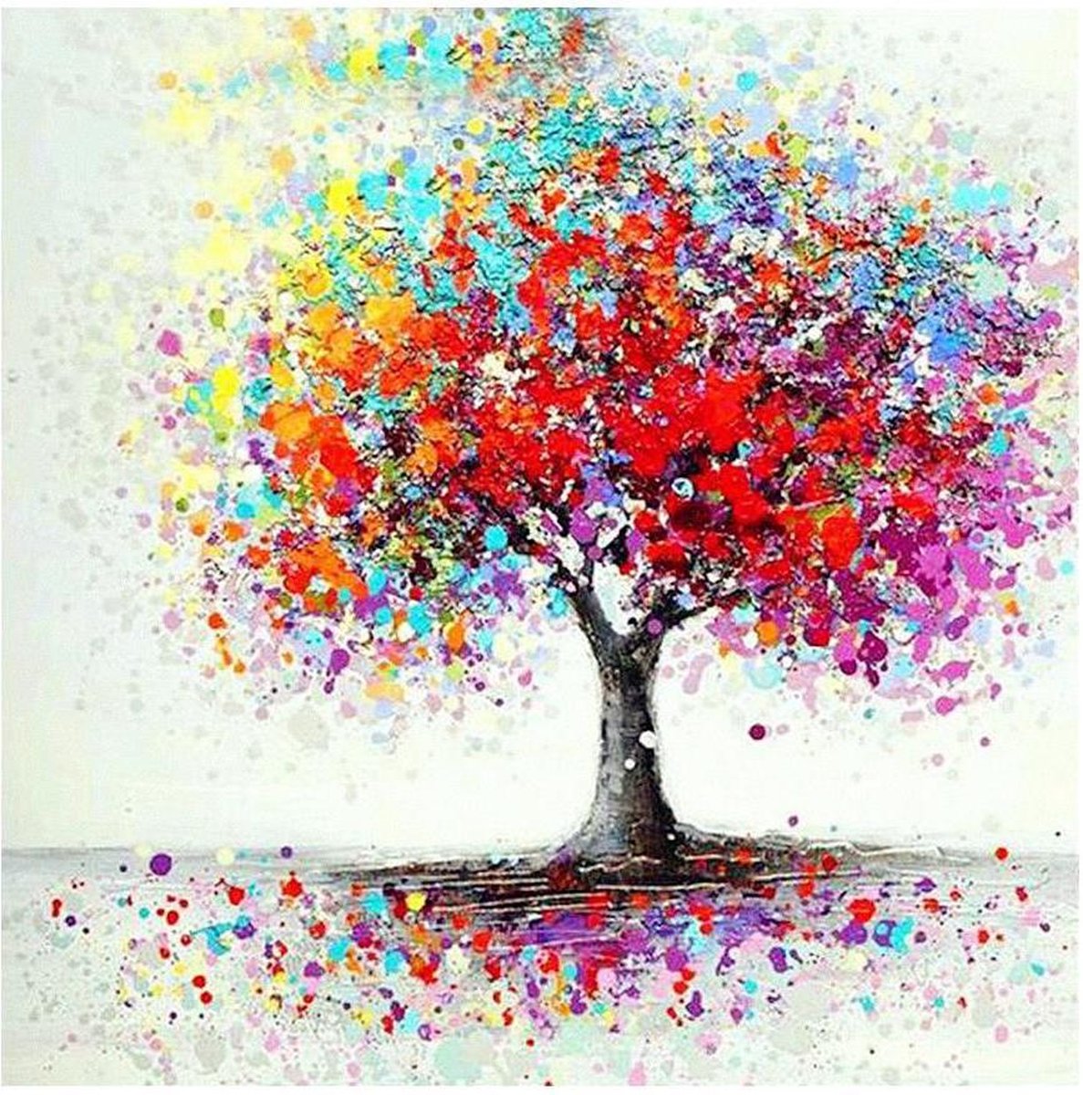 Diamond Painting Volwassenen – Gekleurde Boom – Natuur- Volledige Bedekking – Vierkante steentjes - Hobby Pakket – 40x30 cm