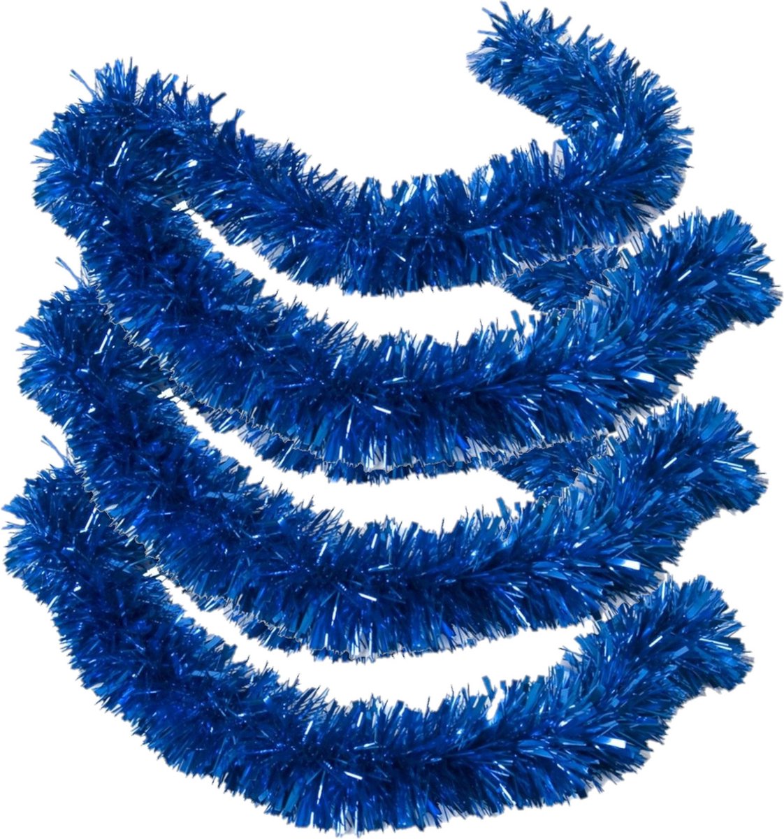 3x stuks kerstboom folie slingers/lametta guirlandes van 180 x 12 cm in de kleur glitter blauw - Extra brede slinger