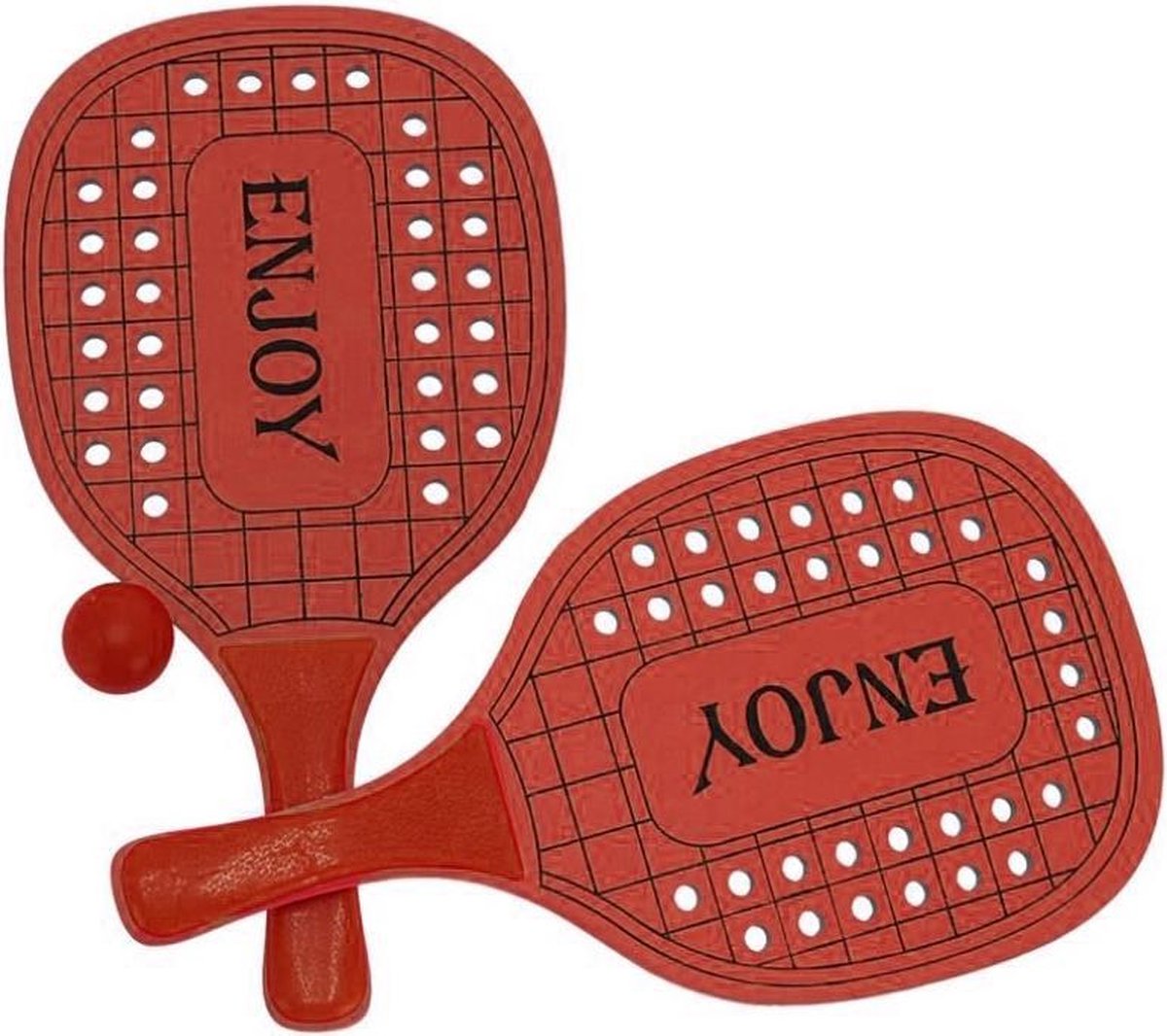 Houten beachball set rood - Strand balletjes - Rackets/batjes en bal - Tennis ballenspel