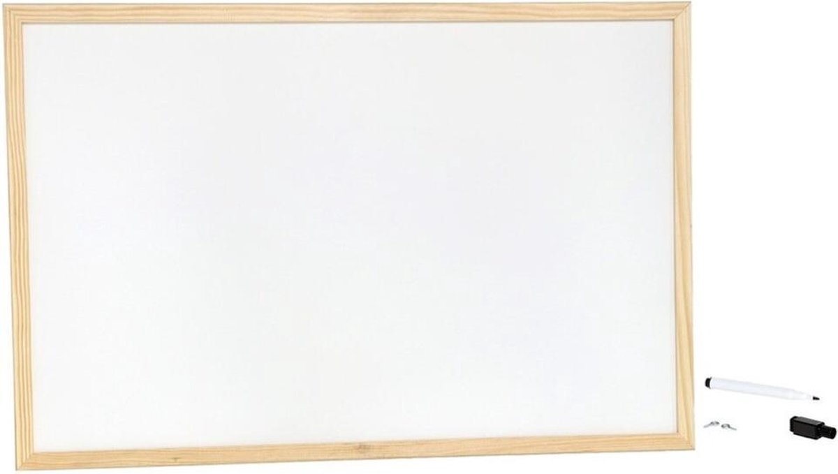 Whitebord/ schrijf bord voor kantoor of thuis 30 x 40 cm met houten omlijsting - Schoolborden