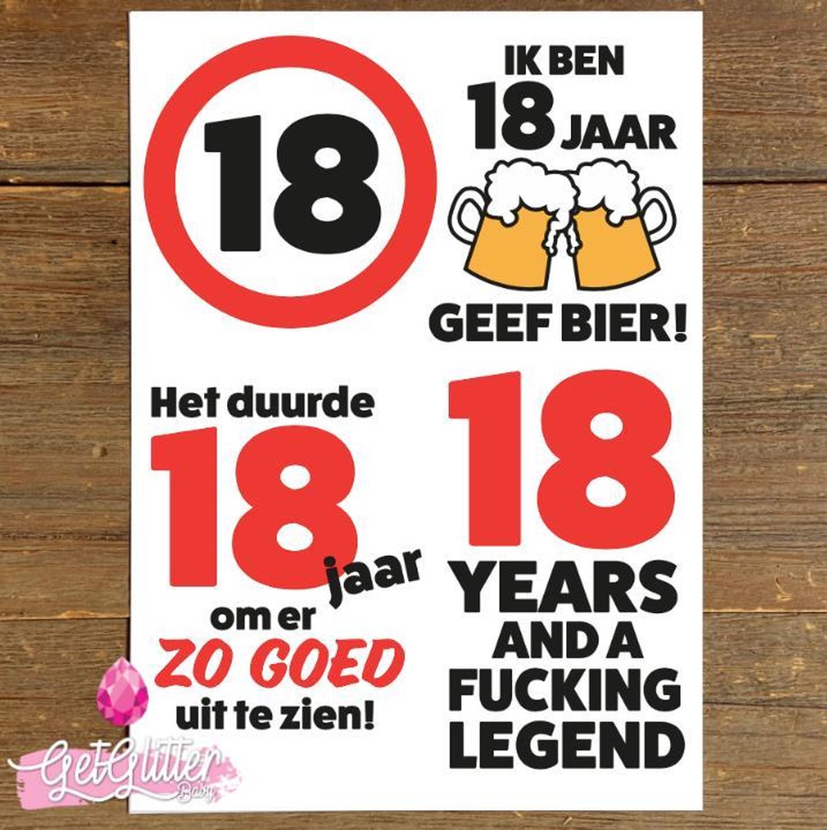   - Plak Tattoos / Tijdelijke Tattoo - Versiering 18 jaar Verjaardag - Man