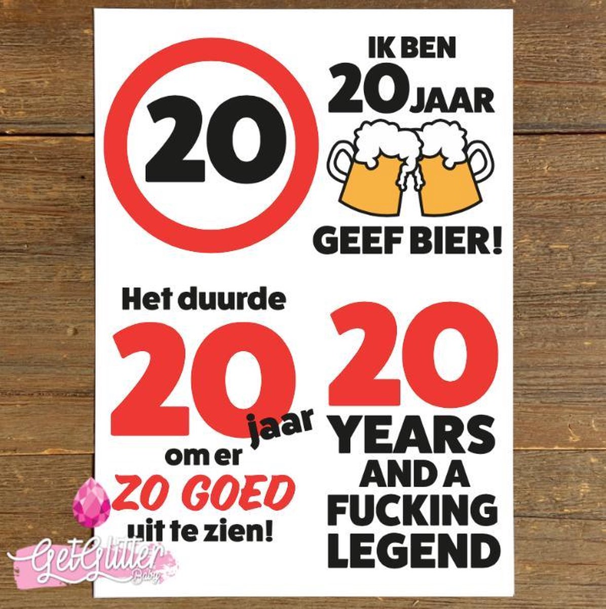   - Plak Tattoos / Tijdelijke Tattoo - Versiering 20 jaar Verjaardag - Man