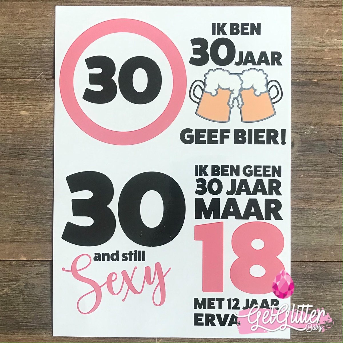   - Plak Tattoos / Tijdelijke Tattoo - Versiering 30 jaar Verjaardag - Man