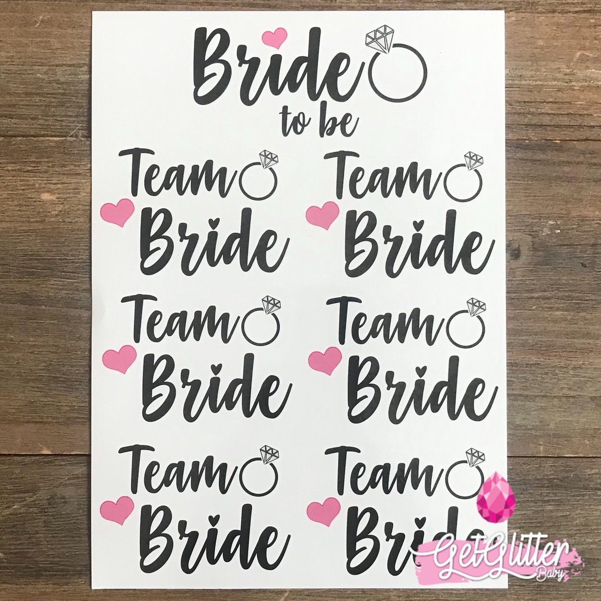   - Plak Tattoos / Tijdelijke Tattoo - Vrijgezellenfeest Vrouw - Bride to be / Team Bride