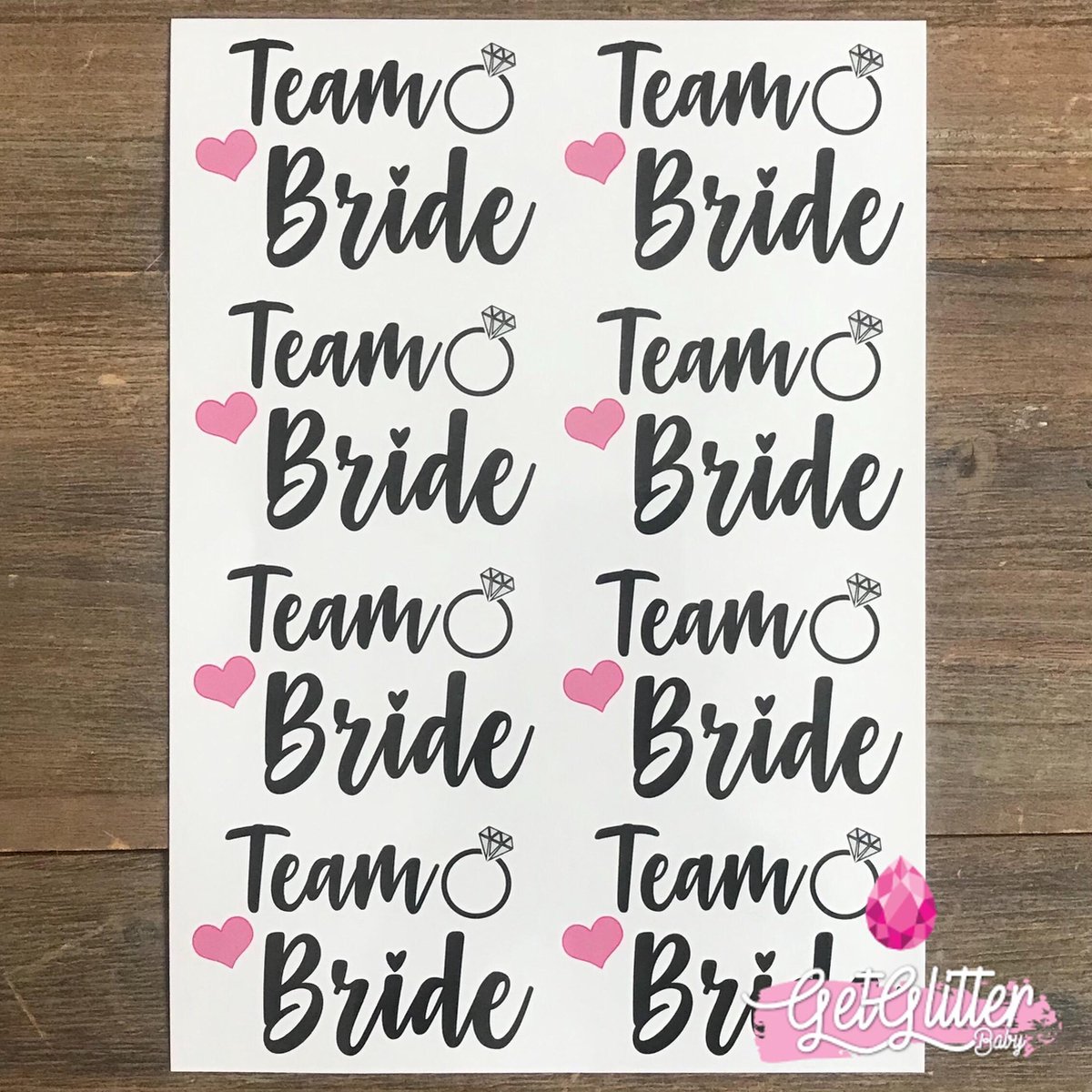 GetGlitterBaby - Plak Tattoos / Tijdelijke Tattoo - Vrijgezellenfeest Vrouw - Team Bride / Bride to be