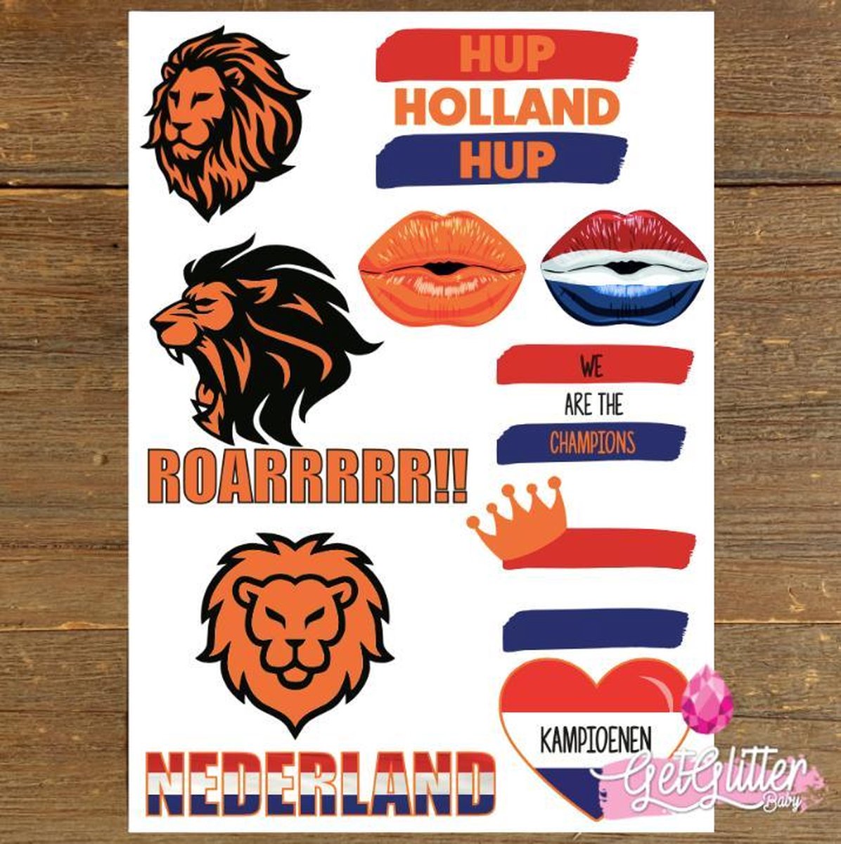   - Plak Tattoos EK Voetbal / Tijdelijke Tattoo Sticker / Nep Tatoeage / Rood Wit Blauw Oranje Gezicht Schmink Versiering - Nederland / Nederlandse Vlag / Nederlands Elftal