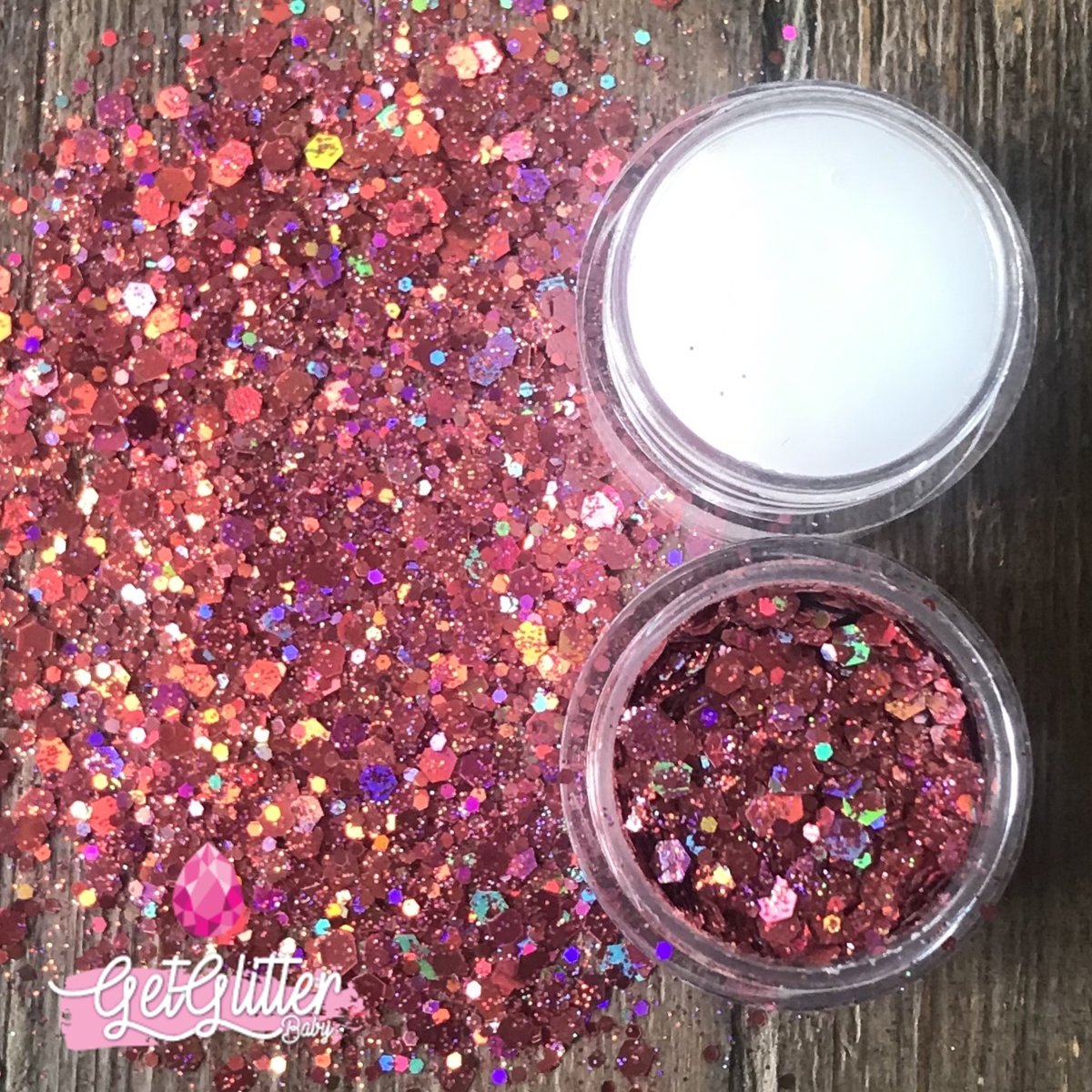 GetGlitterBaby Chunky Festival Glitter voor Lichaam en Gezicht - Roze / Rood - en Glitter HuidLijm