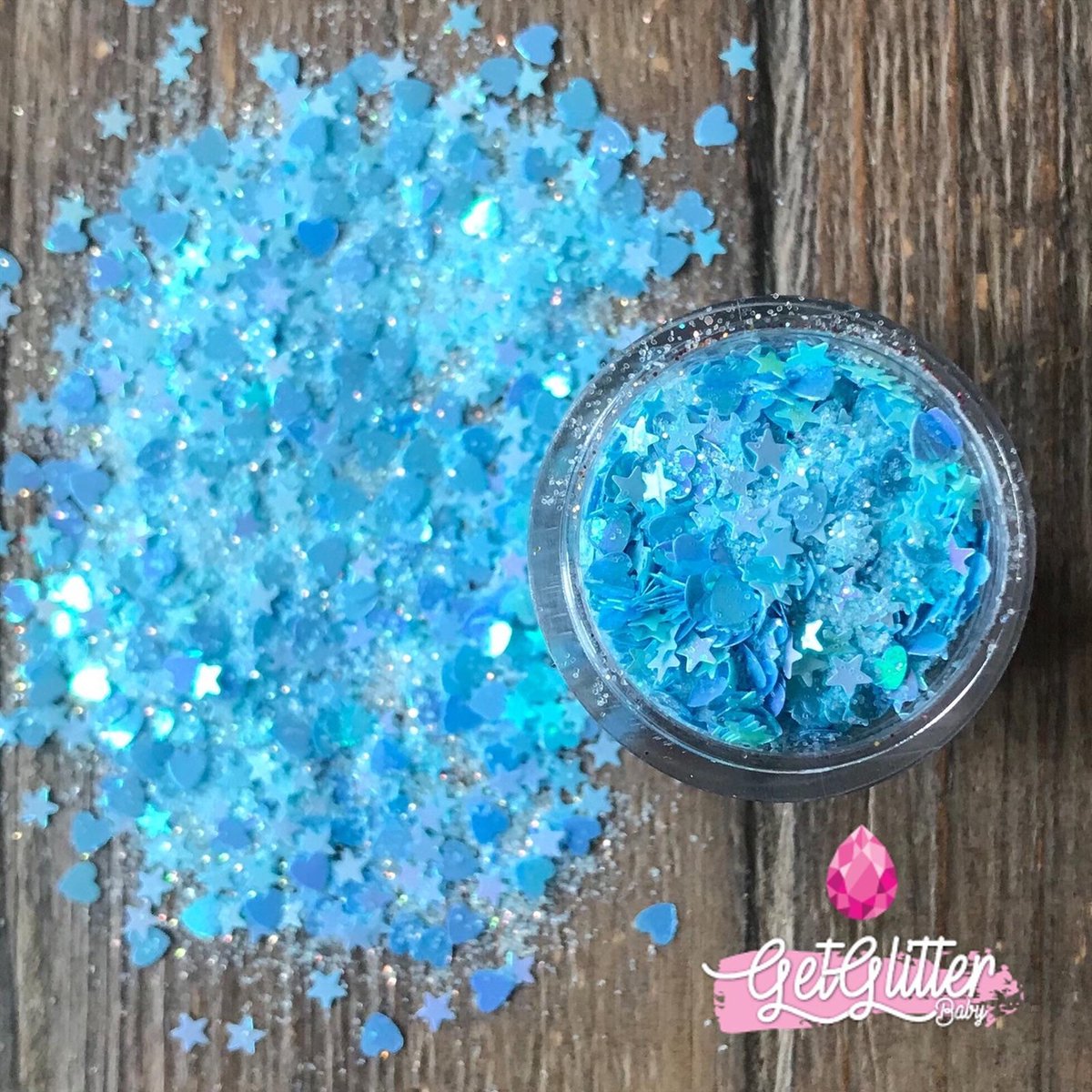 GetGlitterBaby Chunky Festival Glitters Sterretjes voor Lichaam en Gezicht / Face Body Glitter - Blauw