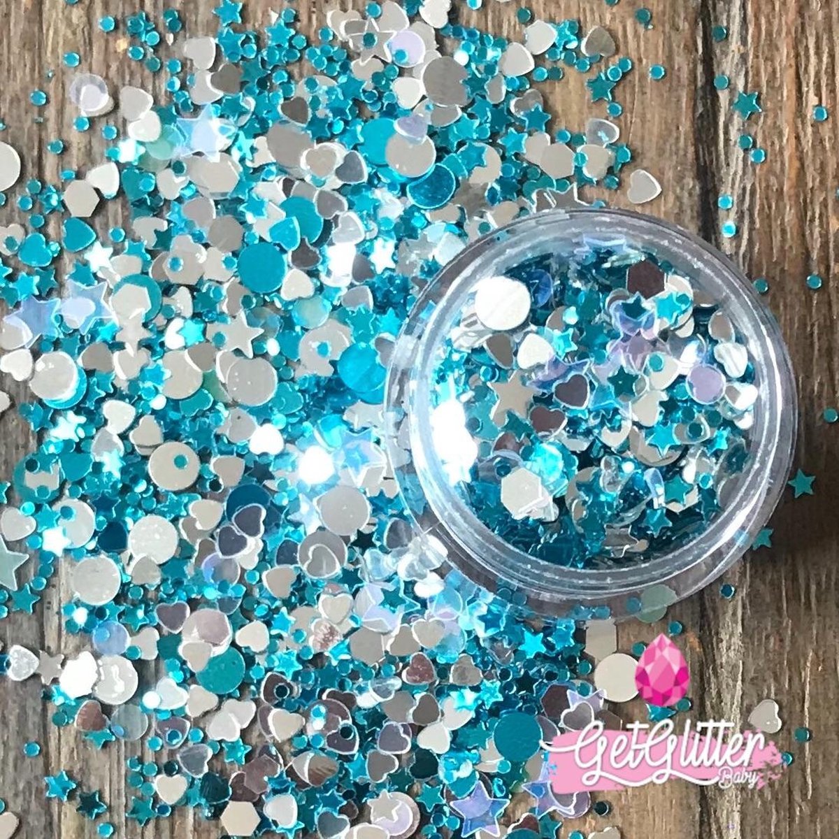 GetGlitterBaby Chunky Festival Glitters voor Lichaam en Gezicht / Face Body Glitter - Blauw / Zilver