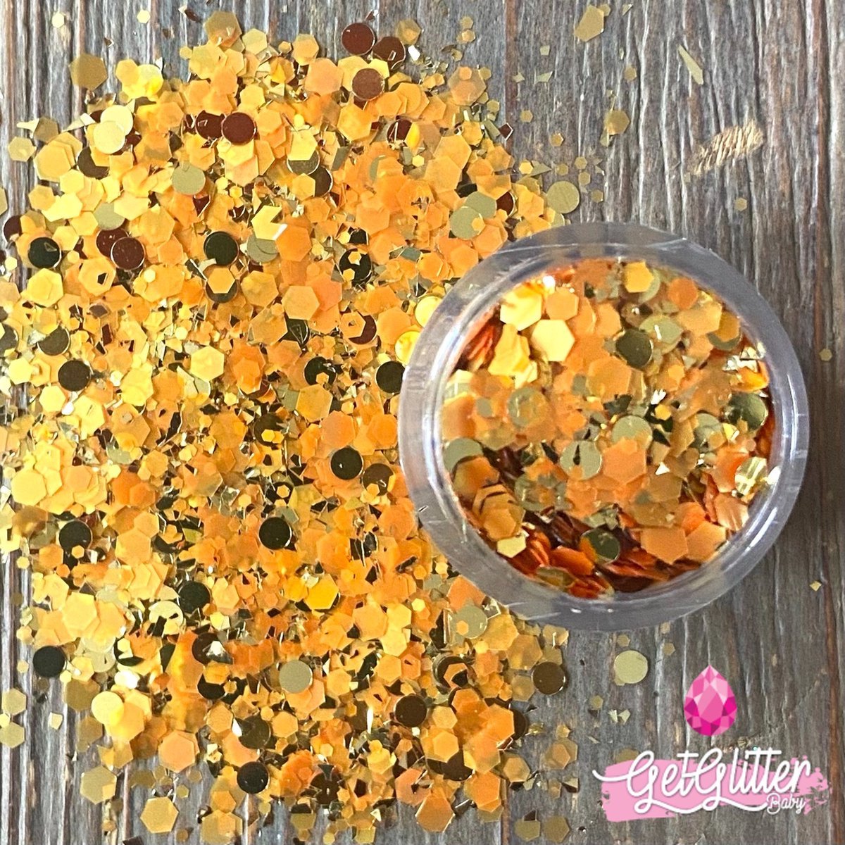 GetGlitterBaby® - Chunky Festival Glitters voor Lichaam en Gezicht / Face Body Glitter - Goud / Oranje