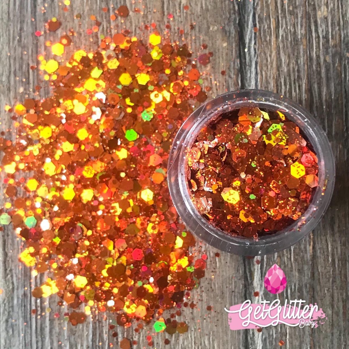 GetGlitterBaby® - Chunky Festival Glitters voor Lichaam en Gezicht / Face Body Glitter - Oranje / Goud