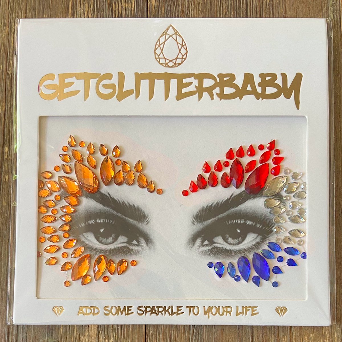 GetGlitterBaby® - Glitter Face Jewels / Festival Glitters / Strass Glitter Steentjes / Plak Diamantjes voor Gezicht / Rhinestones - Oranje / Rood / Zilver / Blauw