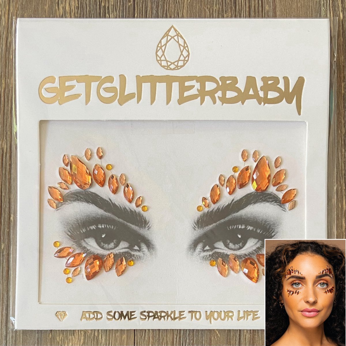 GetGlitterBaby® - Glitter Face Jewels / Festival Glitters / Strass Glitter Steentjes / Plak Diamantjes voor Gezicht / Rhinestones - Oranje