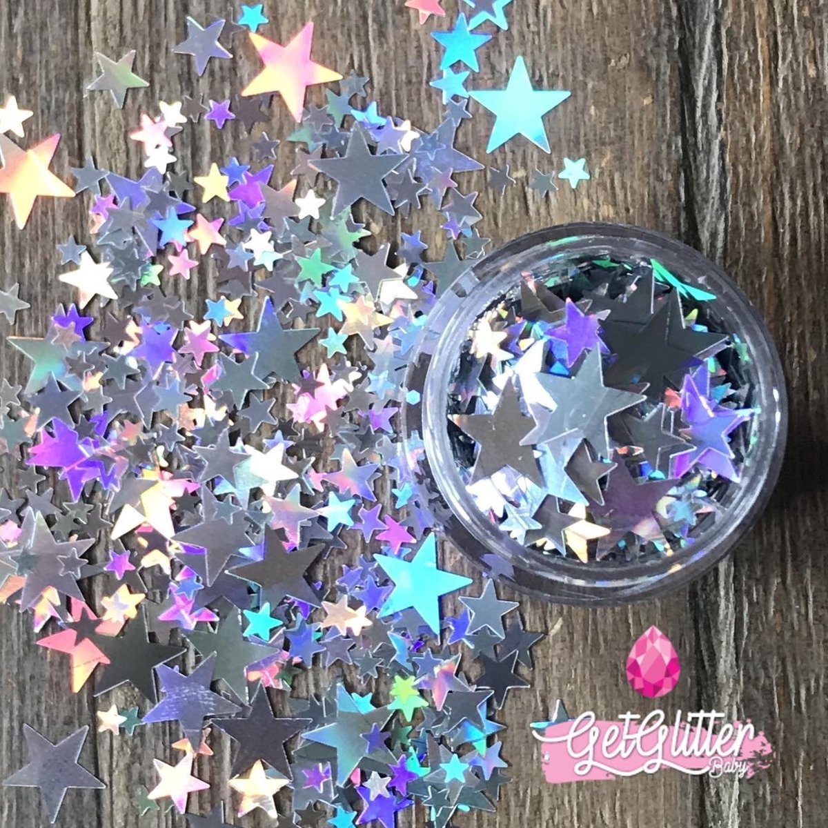 GetGlitterBaby® Chunky Festival Glitters Sterretjes voor Lichaam en Gezicht / Face Body Glitter - Zilver