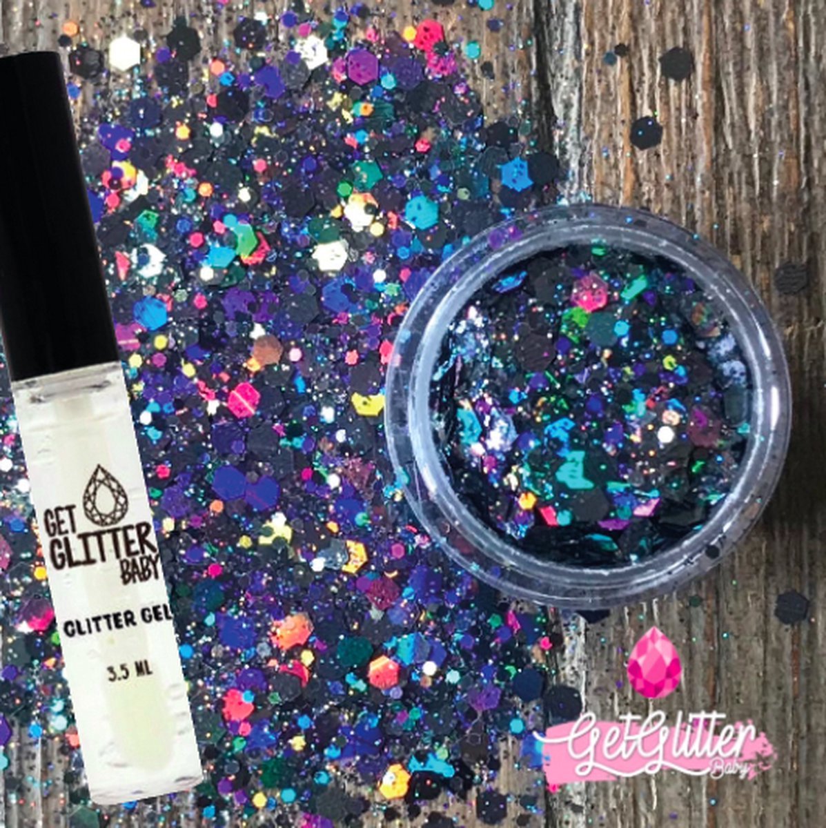 GetGlitterBaby® Chunky Festival Glitters voor Lichaam en Gezicht / Face Body Glitter - Donker Zilver