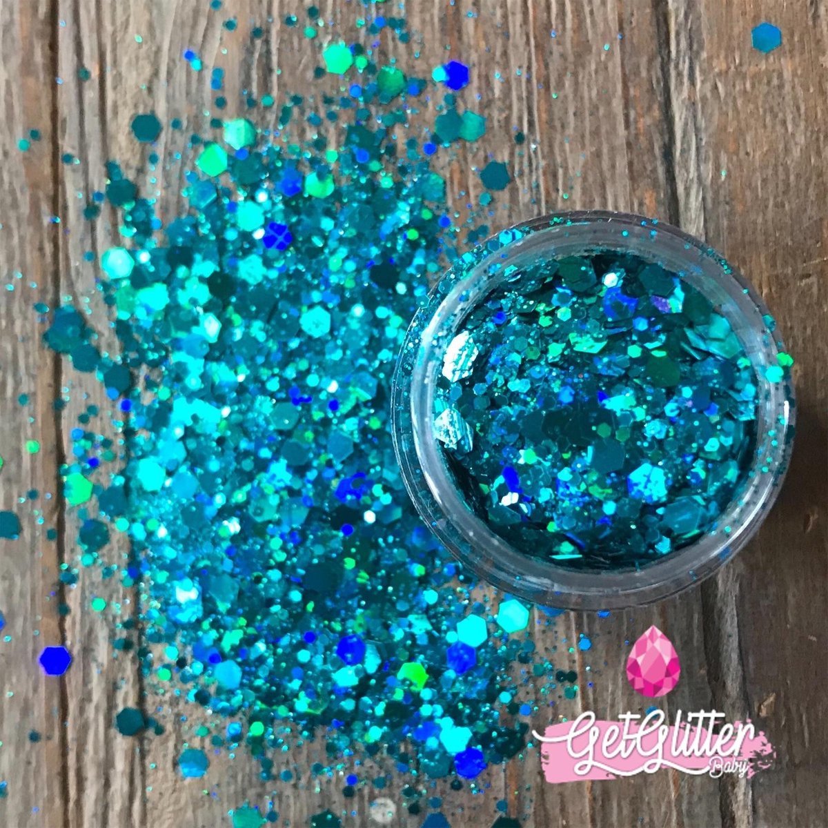 GetGlitterBaby® Chunky Festival Glitters voor Lichaam en Gezicht / Face Body Glitter - Groen / Blauw