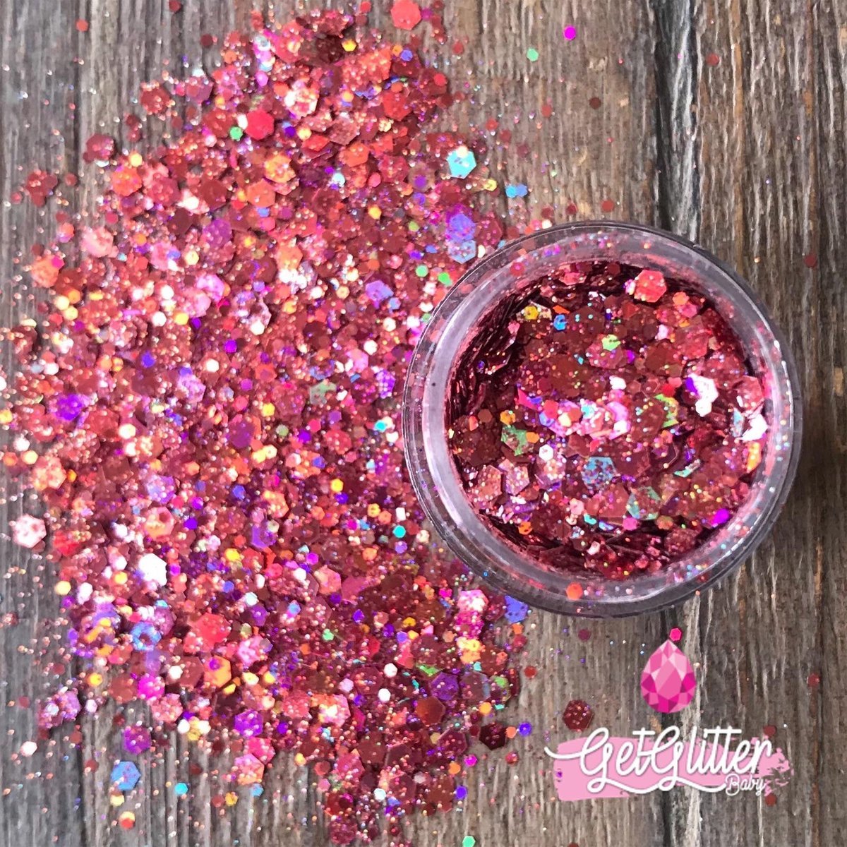 GetGlitterBaby® Chunky Festival Glitters voor Lichaam en Gezicht / Face Body Glitter - Roze / Rood