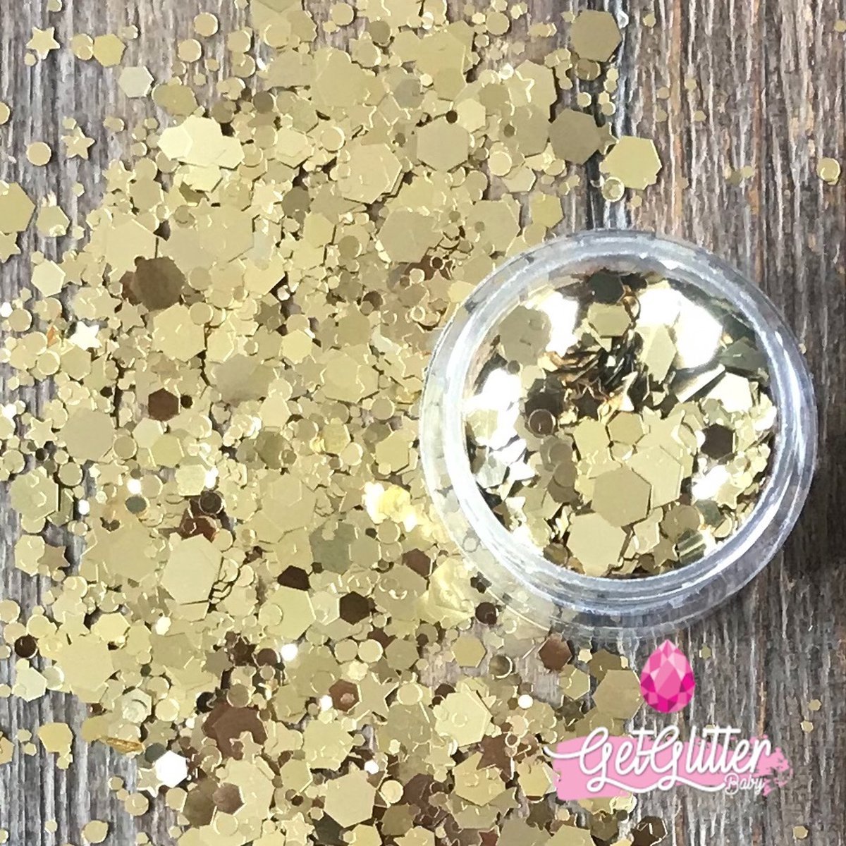 GetGlitterBaby® Chunky Festival Glitters voor Lichaam en Gezicht Face Body Glitter - Mat Goud