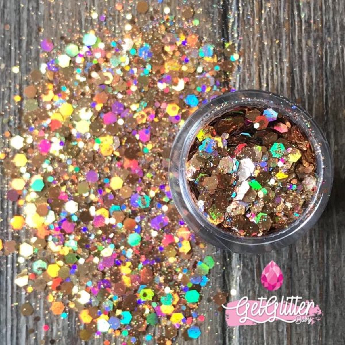 GetGlitterBaby® Chunky Festival Glitters voor Lichaam en Gezicht Face Body Glitter - Rosé Goud / Gold