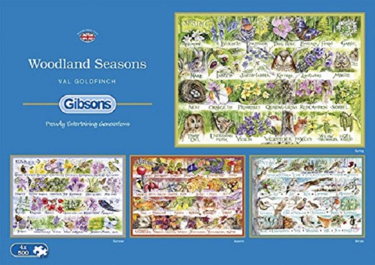 Gibsons puzzel - woodland seasons - 4 x 500