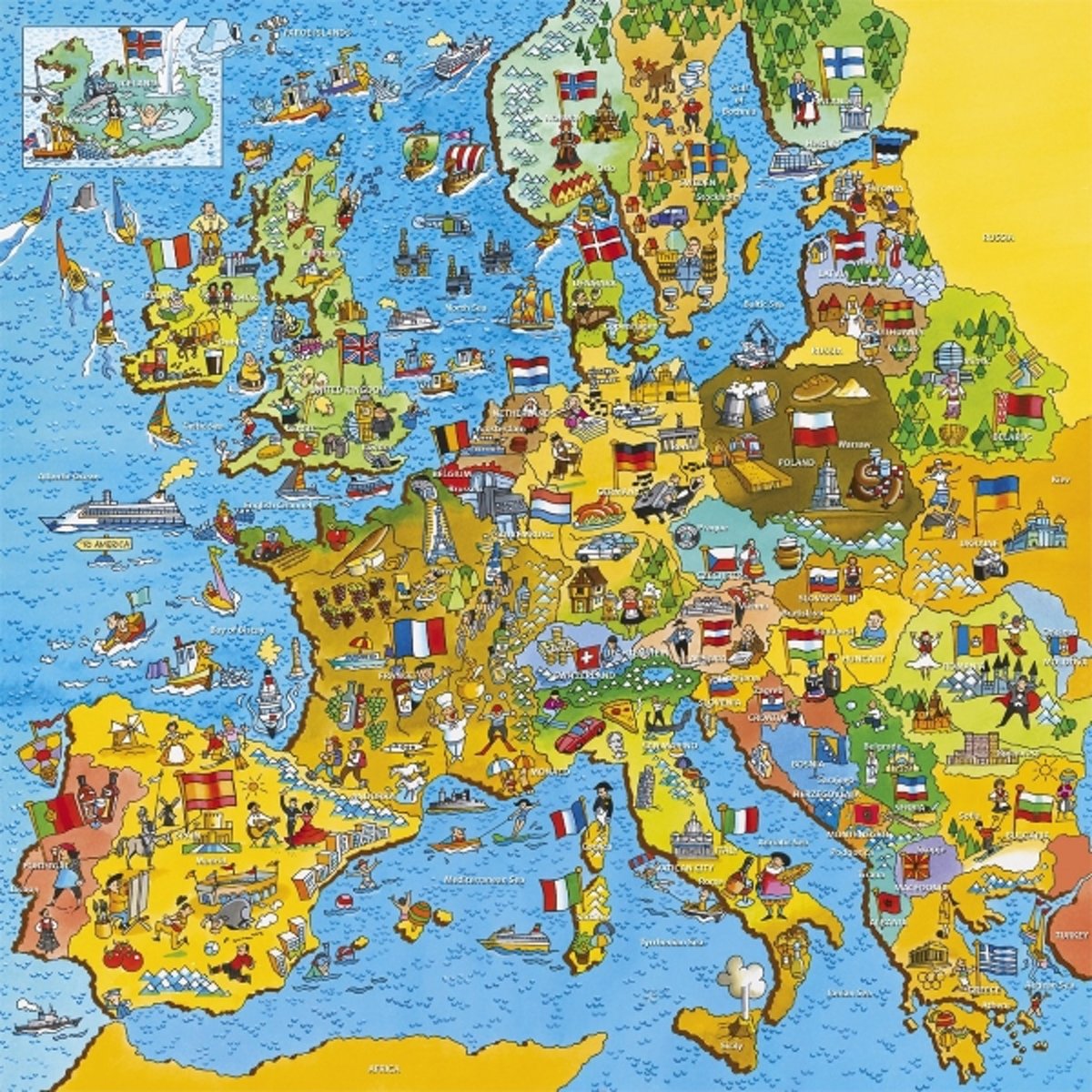 Legpuzzel - 200 stukjes - Kaart van Europa - Gibsons puzzel