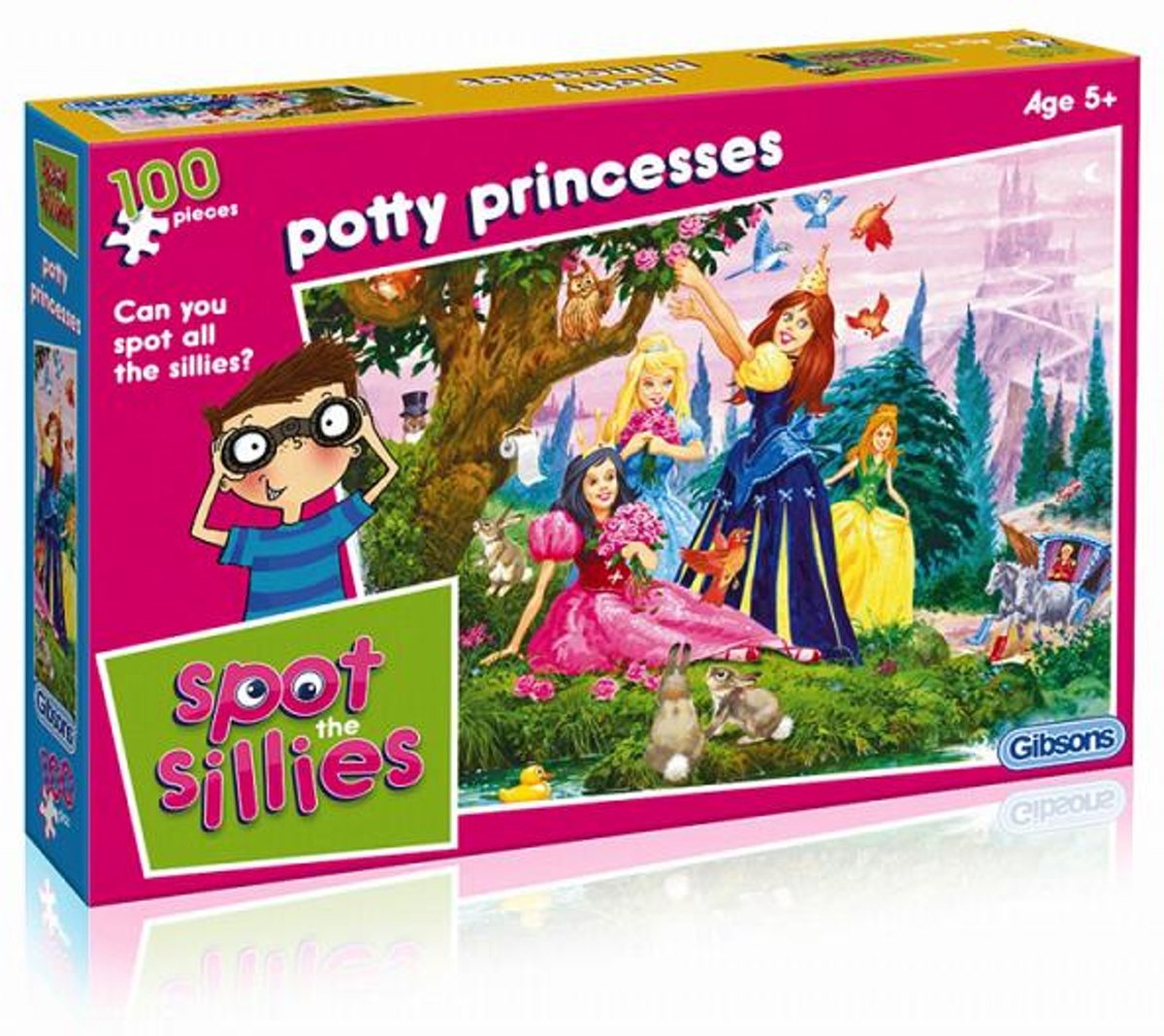 Legpuzzel van 100 stukjes - Gibsons - Spot the Sillies, Potty Princesses, John Francis