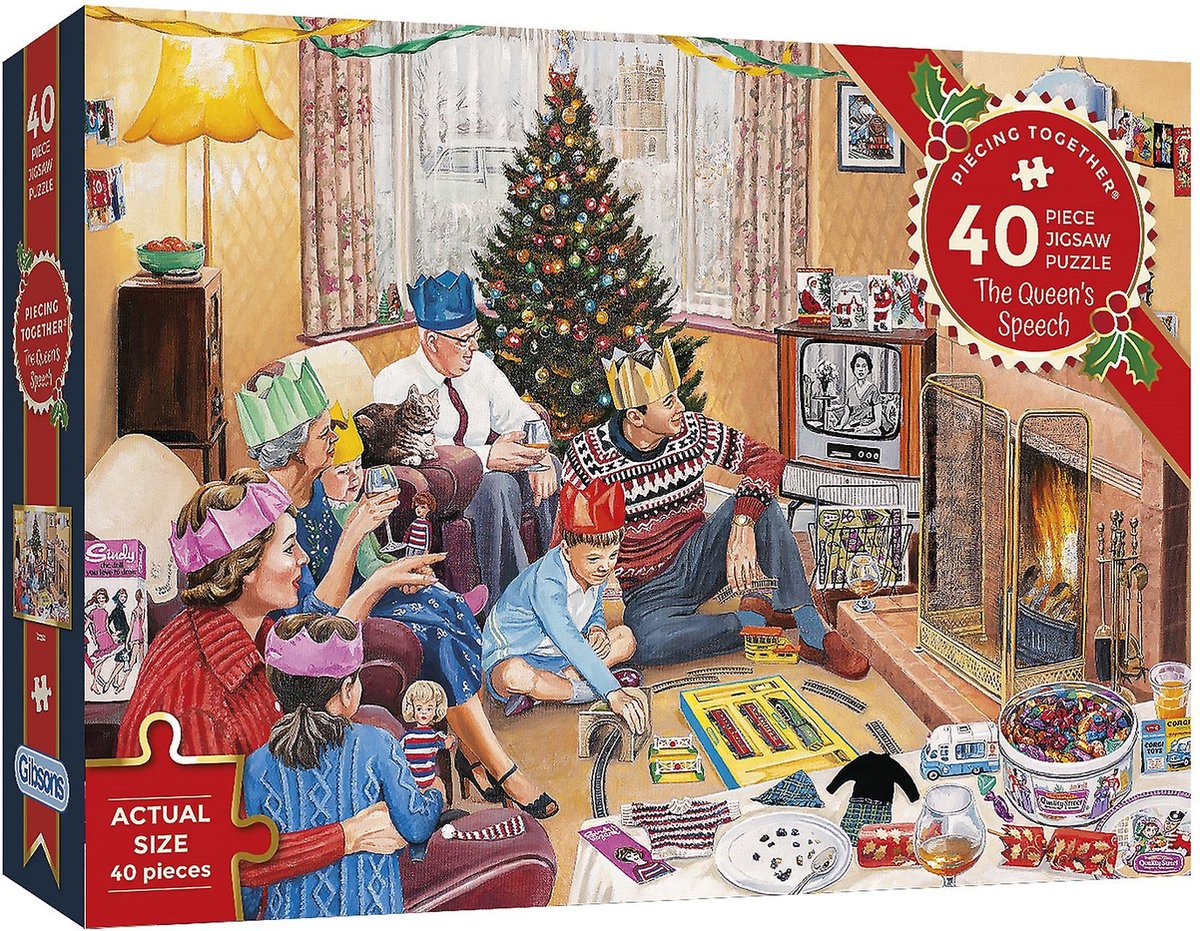 Puzzel kerst gibsons the queen`s speech 40 stukjes (extra groot)