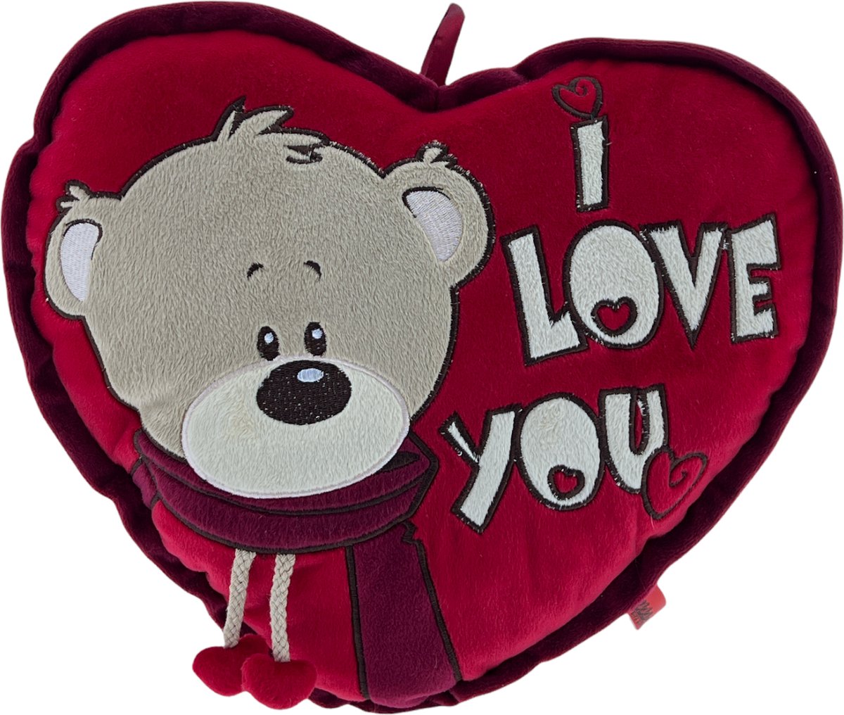 Valentijn  Hart - Knuffel - Love You - Beertje - Valentijns Knuffel - 35 x 10 x 31 cm - Pluche - Rood