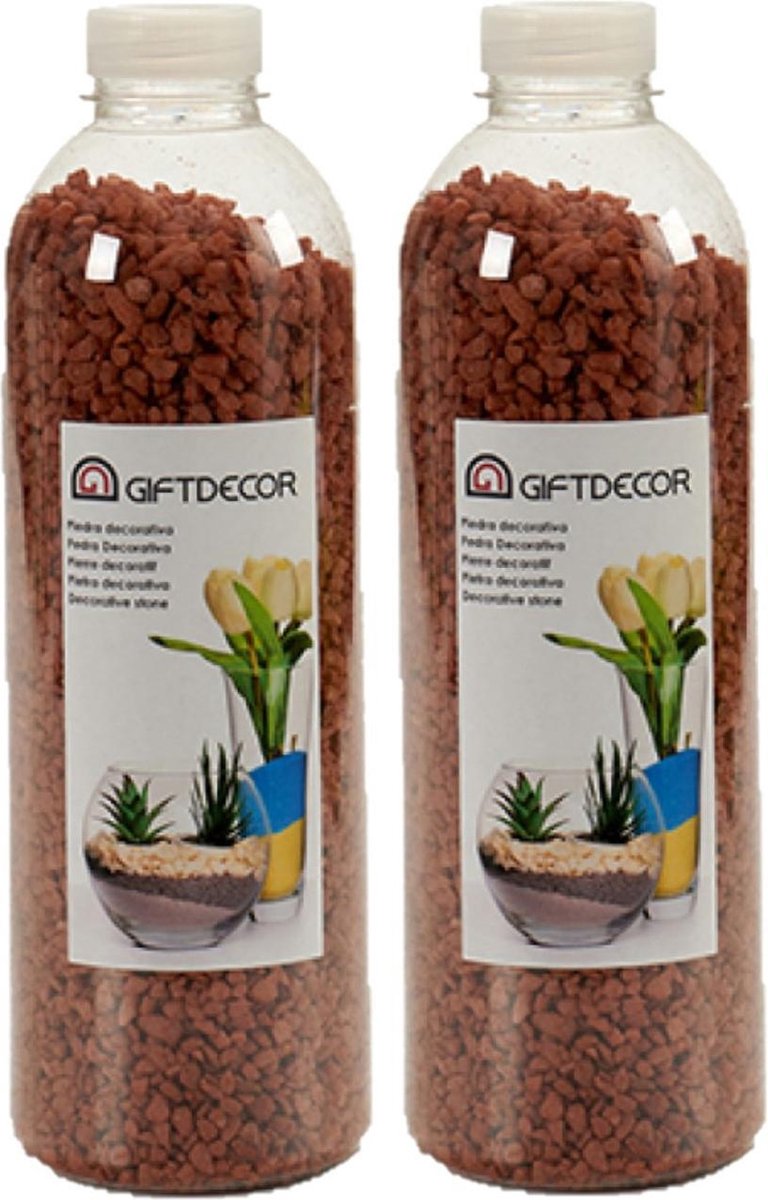 2x pakjes decoratie steentjes/kiezeltjes chocolade bruin 1,5 kg - Aquarium bodembedekking