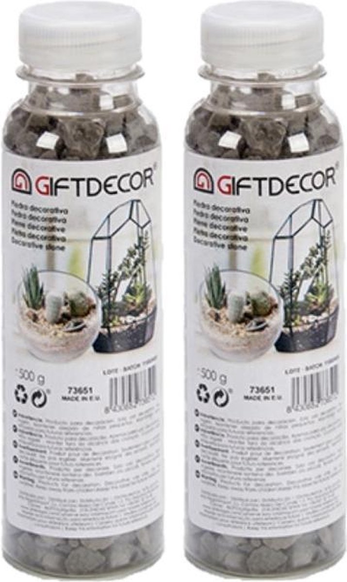 2x pakjes decoratie steentjes/kiezeltjes zwart 500 gram - Aquarium bodembedekking