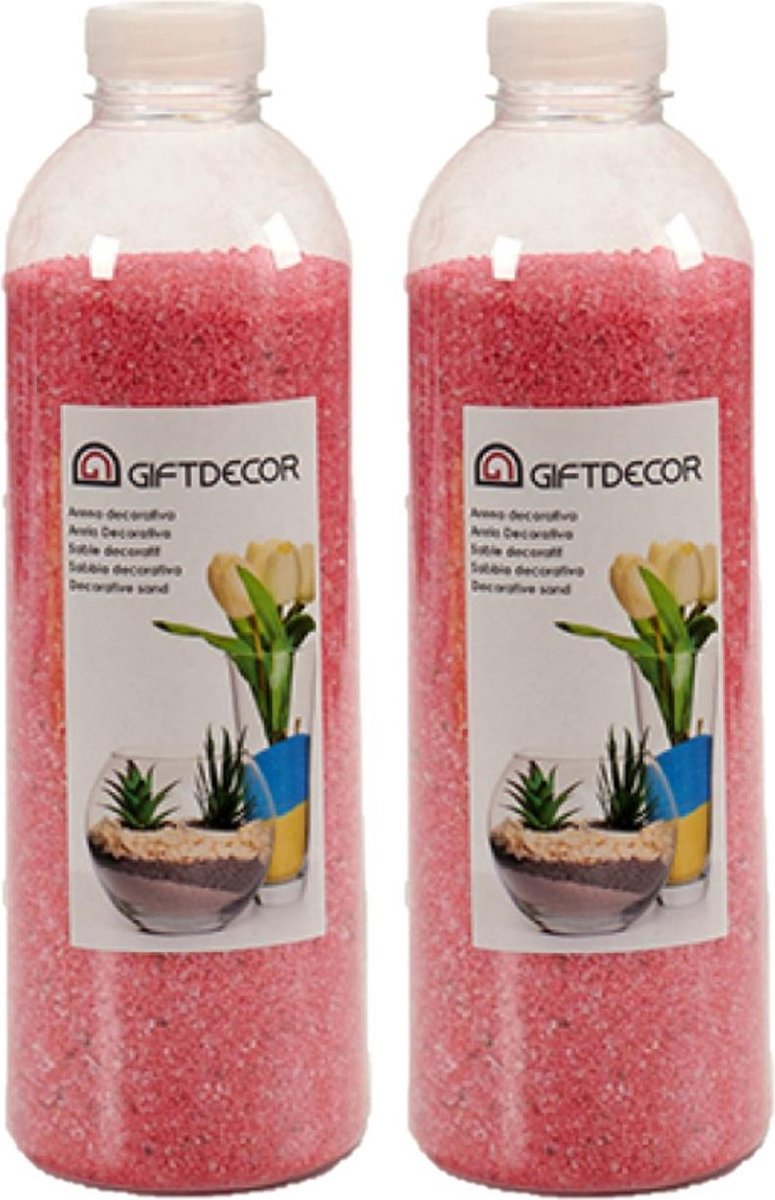 2x pakjes hobby/decoratiezand fuchsia roze 1,5 kg - Aquarium bodembedekking