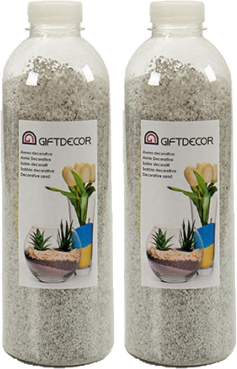 2x pakjes hobby/decoratiezand lichtgrijs 1,5 kg - Aquarium bodembedekking