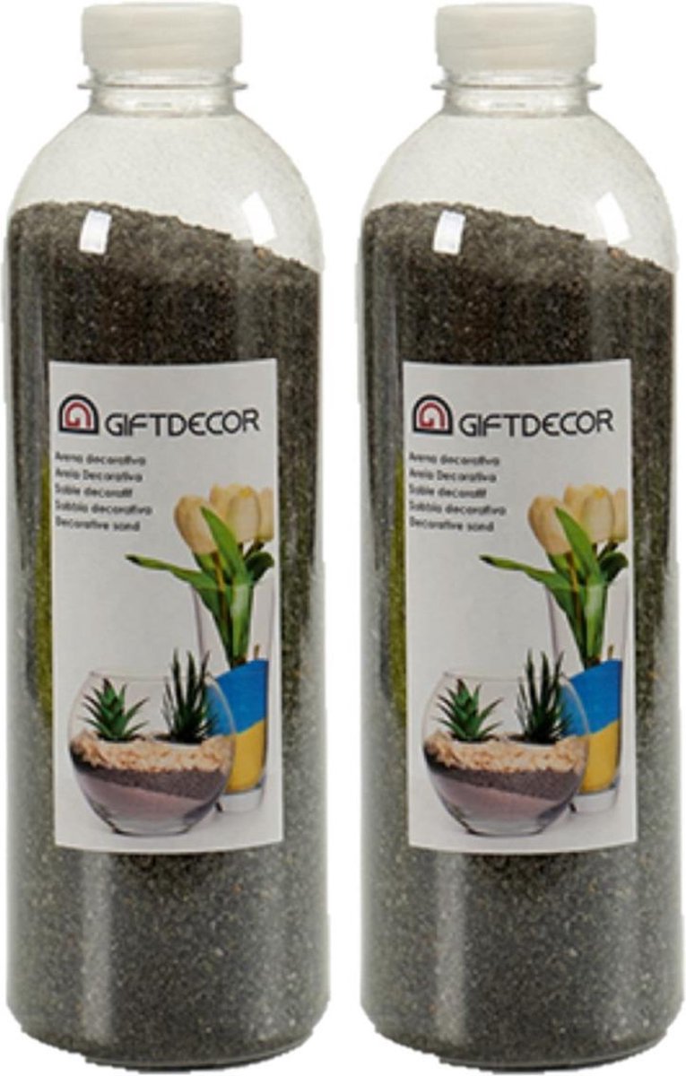 2x pakjes hobby/decoratiezand zwart 1,5 kg - Aquarium bodembedekking