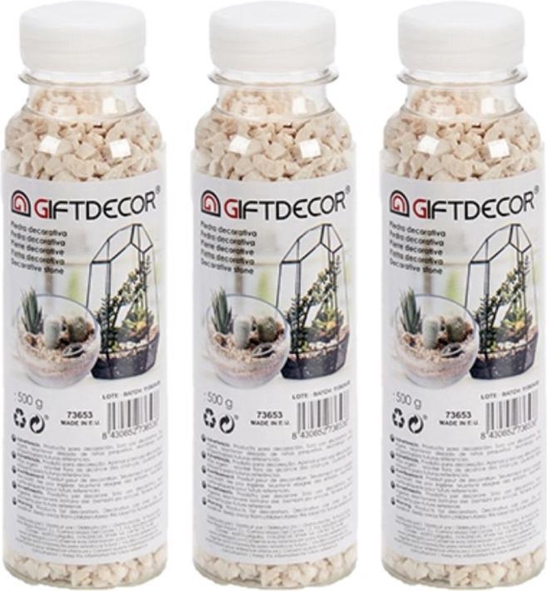 3x pakjes decoratie steentjes/kiezeltjes beige 500 gram - Aquarium bodembedekking