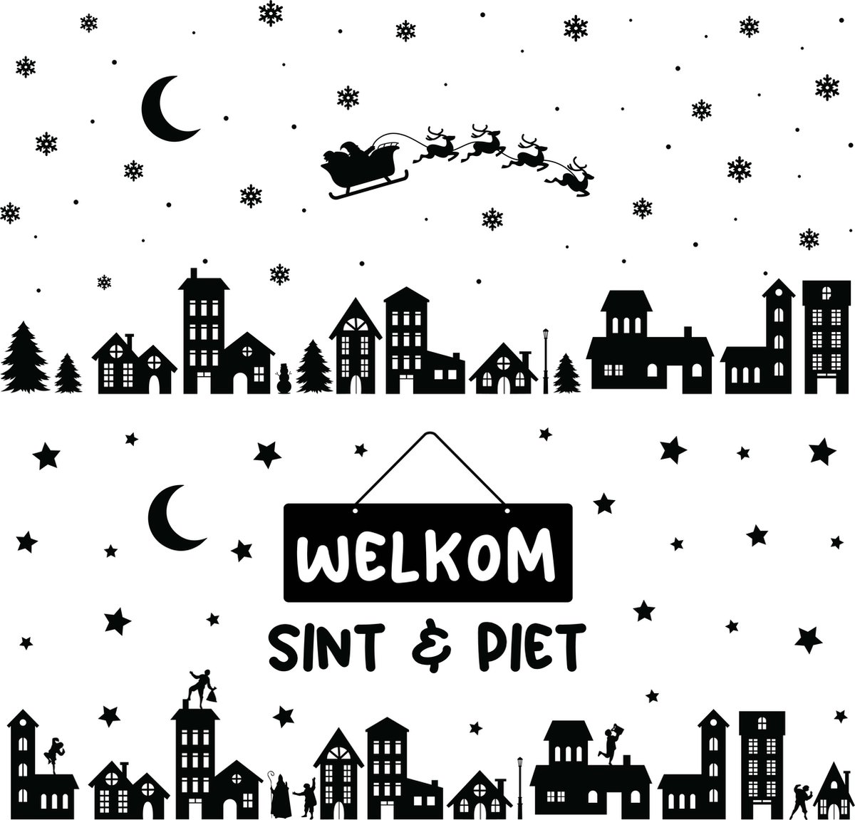 Giftmas Raamstickers – Kerst – Kerst Raamdecoratie – Kerst Stickers – Raamstickers Kinderen – Kerstversiering voor Binnen – Kerstversiering – Sinterklaas Decoratie – Kerstman – Sint & Piet