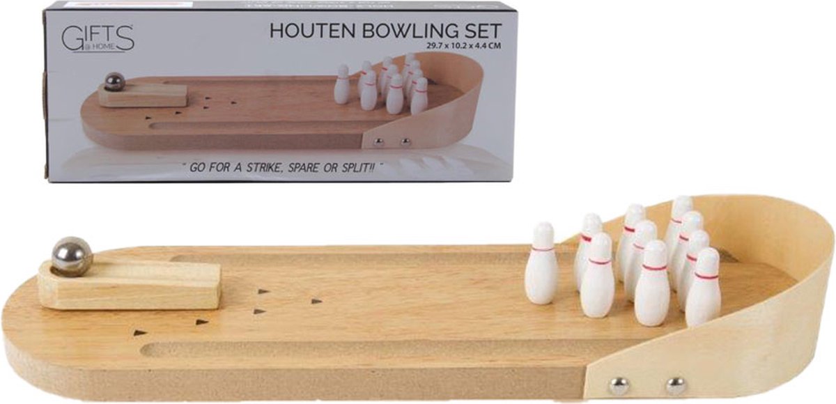 Gifts@Home-Mini Bowling Set - Tafelmodel - Hout -Reisspel