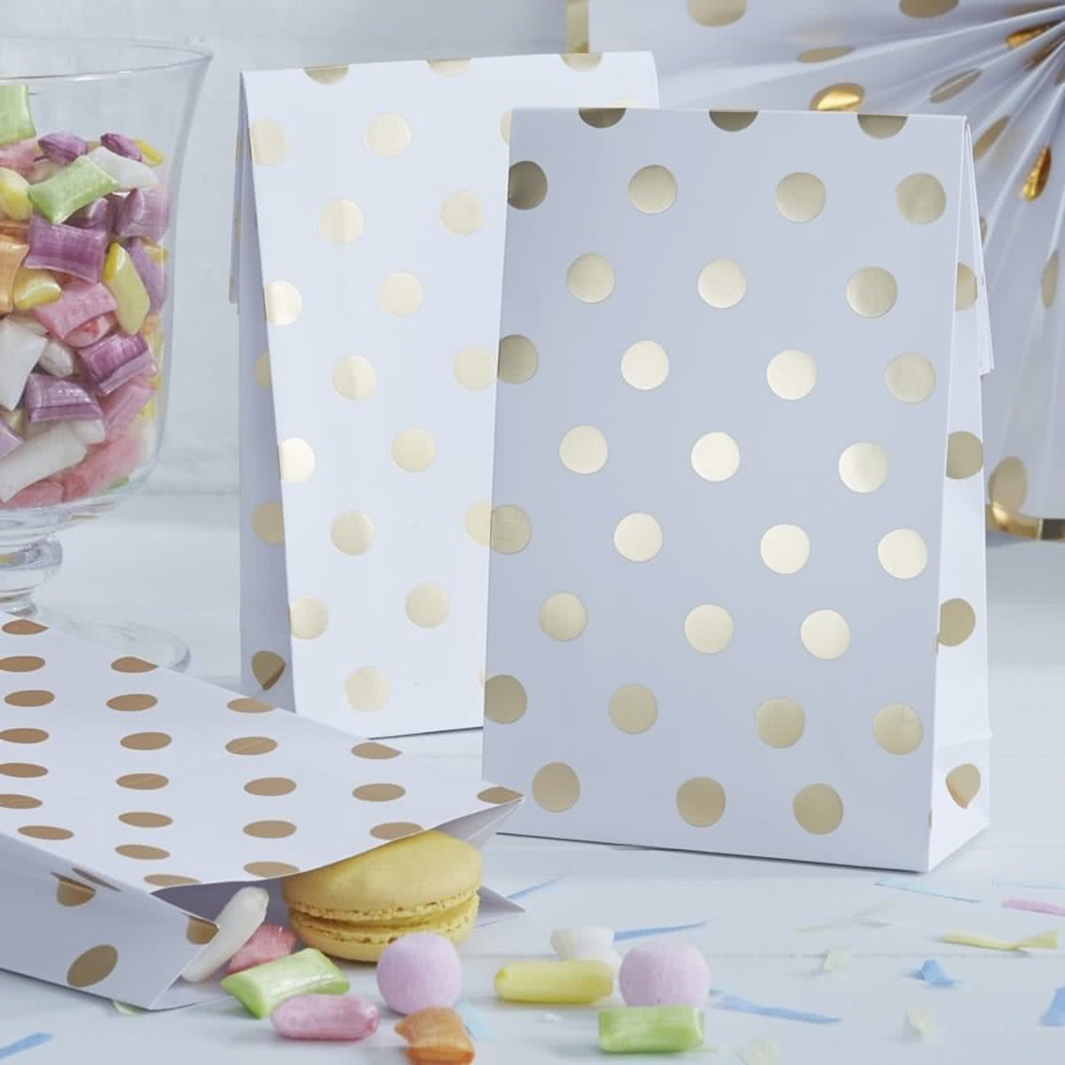 Feest tasjes - Polka Dot - Goud (8 stuks)