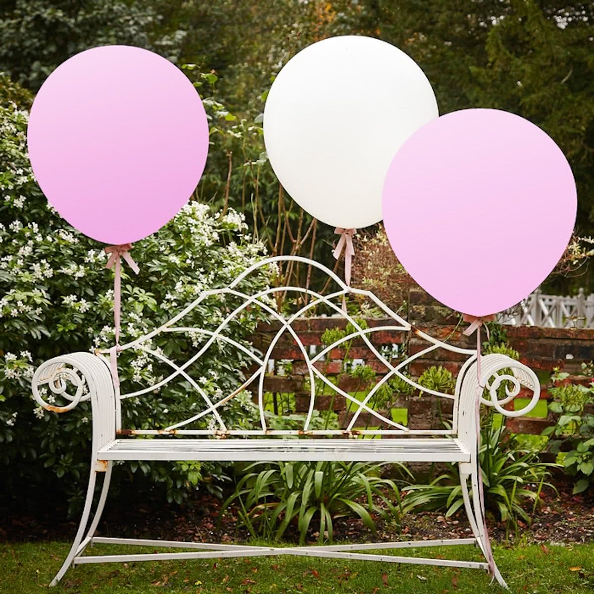 Ginger Ray - Mega ballonnen - Wit & Roze (3 stuks)