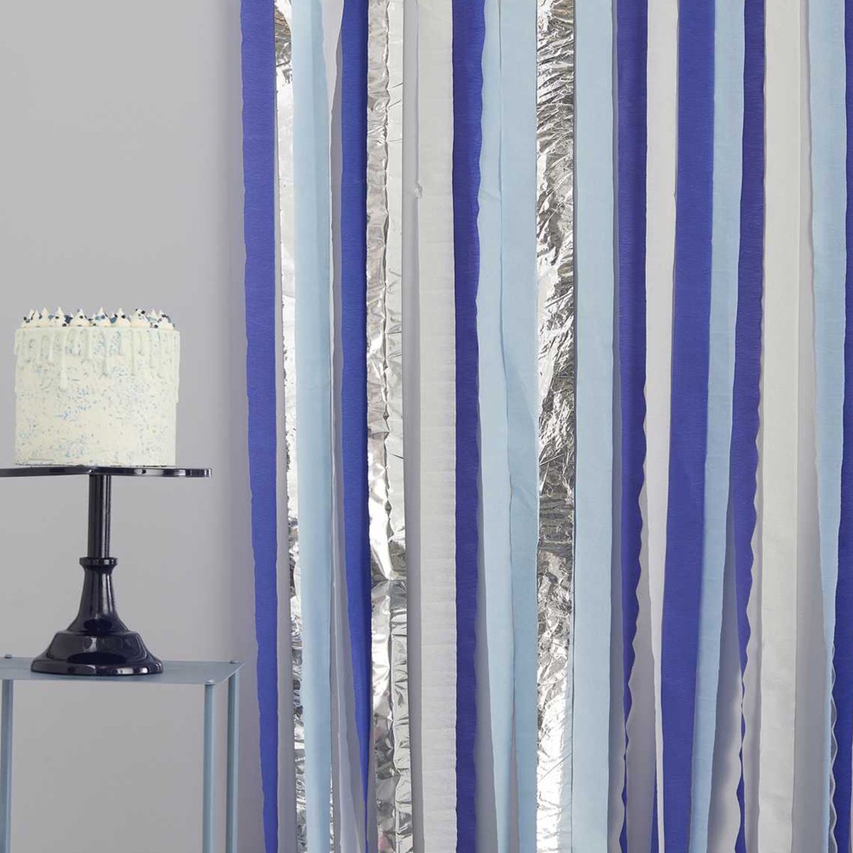 Backdrop Streamers Blauw & Zilver